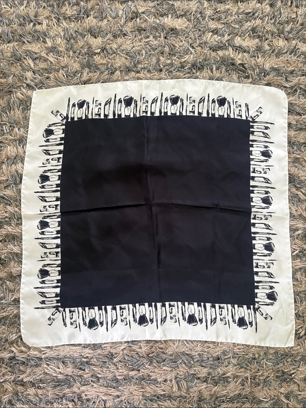 NWOT Black & White Makeup Print Silky Square Scarf 20x20